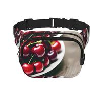 Red Cherries - Marsupio quadrato a doppio strato, mini cintura regolabile per esercizi, corsa, viaggi, escursionismo, nero, Taglia unica