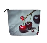 Red Cherries Pattern Print Cute Waterproof Makeup Bag per le donne Zipper Travel Toiletry Pouch