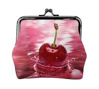 Red Cherries Portafoglio da donna con fibbia portamonete Kiss-Lock Change Pouch regalo per donne ragazze, Nero , Taglia unica, alla moda