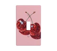 Red Cherries with Disco Ball Preppy Style Light Switch Cover Decorative Single Toggle 1 Gang Wall Plate for Kitchen Farmhouse Bedroom Bathroom Art Decor