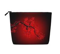 Red Cherry Blossom Impermeabile Grande Capacità con Cerniera Viaggio di Lavoro Viaggio Casa Multifunzionale Makeup Bag Storage Bag Portamonete, Nero , Taglia unica