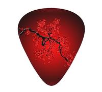 Red Cherry Blossom Plettri per chitarra e basso, con scatola portaoggetti, confezione da 12 pezzi, include calibri sottili, medi e pesanti