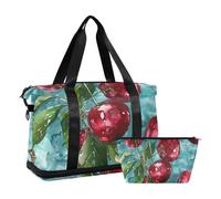 Red Cherry - Borsa da palestra sportiva con tracolla regolabile, per viaggi, grande capacità, Rosso ciliegia, 1 size
