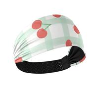 Red Cherry Checkerboard Moisture Wicking Esercizio Fasce per le donne Fascia elastica per il sudore per basket escursionismo Escursioni Uso quotidiano