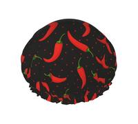 Red Chili And Polka Dots Cuffia Da Bagno Per Donna Con Elastici Cuffia Doccia Per Capelli Elastico Cuffie Da Bagnos Per Viaggi Hotel Nuoto