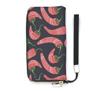 Red Chili Pattern Slim Wallet per le donne borsa lunga carino pochette da polso borsetta porta carte, Stile:, 20x10.5cm