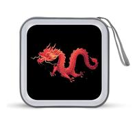 Red Chinese Dragon CD Case Holder Portable 40 Capacità DVD Wallet Storage Organizer per Auto Viaggi, Stile:, Taglia unica