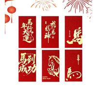 Red Chinese Envelopes - Confezione da 6 pezzi, Red Envelopes for Money,2026 Auspicious Cloud Pattern Lunar New Year RedS Envelope for Boys, Girls, Friends, Birthday, Events