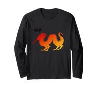 Red Chinese Mitical Dragon Calligrafia/Tai Chi Design Maglia a Manica