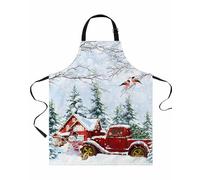 Red Christmas Snowman Truck Xmas Tree Snowflake Branches Grembiule Cucina Unisex Grembiuli Cucina Antimacchia Grembiule per Bar BBQ Lavoro 70X84cm