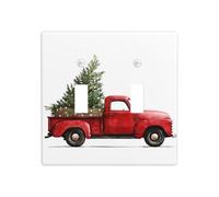 Red Christmas Truck Carry Tree Double Gang Toggle Light Cover Wall Plate Switch Decor Dimensioni standard - 11,4 x 11,4 cm