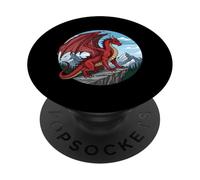 Red Cliff Dragon Mountain Fantasy PopSockets PopGrip Adesivo