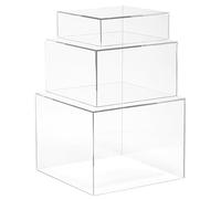 Red Co. Set di 3 alzate cubiche trasparenti in acrilico, con fondo cavo, trasparenti