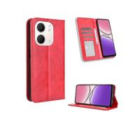 (Red) Compatible For Oppo A5x 5g / Oppo A5x 4g Leather Case Wallet Stand Retro Texture Phone Cover