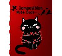 Red composition notebook and cute black cat: Suitable for high school students and teenagers as gifts for important days.