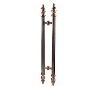 Red Copper Retro Style Sliding Door Handle - with Vertical Textured - Double-Sided Handleset Parts - Glass/Matel/Wooden Door Handles - 80 100 120 150 cm Long(120cm/47 1/4"-80cm)
