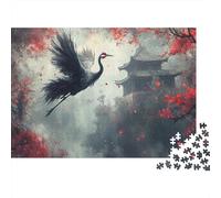 Red Crowned Crane Puzzles Per Adulti E Adolescenti Gioco Di Apprendimento, Sfida, Giocattolo Jeu D'apprentissage, Défi, Jouet Per Adulti E Adolescenti A Partire Dai 14 Anni Red Flowers And Leaves Puzz