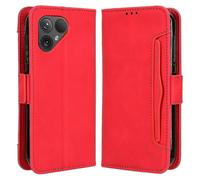 (Red) Custodia per Fairphone 5, cover a portafoglio antigraffio con inserti in pelle PU