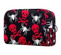 Red Dead Skull Bone and Spider Trousse per cosmetici, da donna, per articoli da toeletta da viaggio, grande, pratica borsa organizer con cerniera, Multi, 18.5x7.5x13cm/7.3x3x5.1in, Beauty case