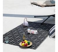 RED DECO Naxos - Tappeto reversibile per interni ed esterni, 180 x 120 cm, colore: Nero/Bianco