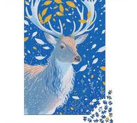 Red Deer Puzzle 1000 Pezzi Red Deer Blue Background, Per Bambini E Adulti Puzzle Per Gioco Familiare Impossible Classici Regali 1000pcs (75x50cm)