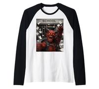 Red Devil, Meme Selfie Divertente, ultimo Giorno di Scuola Maglia con Maniche Raglan