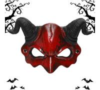 Red devils Half Face maske Halloween Cosplay Costume For Adults Kids Party | Red devils Half Face maske Adds A Creepy Costume Accent For Halloween Cosplay Masquerades Parties Clubs Stage Events