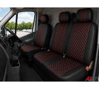 Red Diamond Cucitura Coprisedili Van In Ecopelle Nera Per Ford Transit & Custom