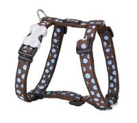 Red Dingo Dog Harness Design, Blue Spots on Brown, Medium 20mm Blue Spots on Bro