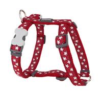 Red Dingo Dog Harness Design,Flanno Red, Medium 20mm Stars White on Red XS Singl