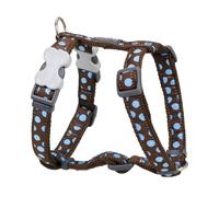 Red Dingo Dog Harness Design, Spots Light Blue, Small 15mm Blue Spots on Brown S