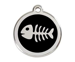 Red Dingo Fish scheletro smaltato Dog Tag