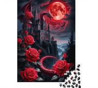 Red Dragon Castle Jigsaw Puzzle Impossible 1000Pcs Decorazione Per La Casa. Rilassamento E Intelligence Per Adulti E Bambini Da 12 Anni 70x50cm/1000pcs