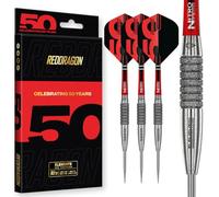 RED DRAGON Darts - Collezione Classici 50 Anni - Element6 C - 25g - 90% Tungsteno - Set di Freccette Professionali con Punta in Acciaio - Include voli e steli per Freccette