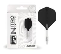 RED DRAGON Darts - Nitro Flite Integrato Sistema di Volo e Albero - No.2 Forma e Design - Bianca & Nera Colore, Lunghezza Intermedia