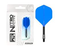 RED DRAGON Darts - Nitro Flite Integrato Sistema di Volo e Albero - No.2 Forma e Design - Nera & Blu Colore, Media Lunghezza