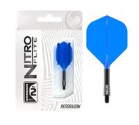 RED DRAGON Darts - Nitro Flite Integrato Sistema di Volo e Albero - No.2 Forma e Design - Nera & Blu Colore, Lunghezza Intermedia