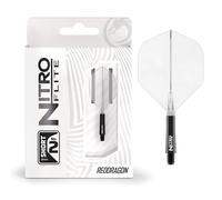 RED DRAGON Darts - Nitro Flite Integrato Sistema di Volo e Albero - No.2 Forma e Design - Nera & Chiara Colore, Breve Lunghezza