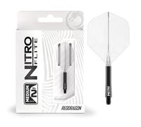 RED DRAGON Darts - Nitro Flite Integrato Sistema di Volo e Albero - No.2 Forma e Design - Nera & Chiara Colore, Media Lunghezza