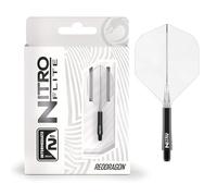 RED DRAGON Darts - Nitro Flite Integrato Sistema di Volo e Albero - No.2 Forma e Design - Nera & Chiara Colore, Lunghezza Intermedia