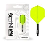 RED DRAGON Darts - Nitro Flite Integrato Sistema di Volo e Albero - No.2 Forma e Design - Nera & Gialla Colore, Lunghezza Intermedia