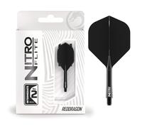 RED DRAGON Darts - Nitro Flite Integrato Sistema di Volo e Albero - No.2 Forma e Design - Nera & Nera Colore, Lunghezza Intermedia
