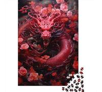 Red Dragon Floral Jigsaw Puzzle Impossibili 1000 Pezzi Decorazione Per La Casa. Rilassamento E Intelligence Per Adulti E Bambini Da 12 Anni 70x50cm/1000pcs