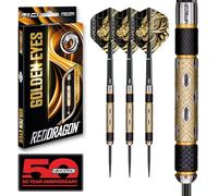 RED DRAGON Freccette Golden Eyes - Set Professionale in tungsteno 85% da 28 g con Alette e steli