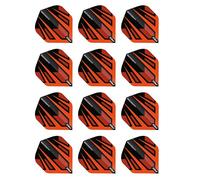 RED DRAGON Hardcore Radical Orange & Black Fan Flights - 4 set per confezione (12 freccette in totale)