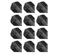 RED DRAGON Hardcore XT Black And Grey Dart Flights - 4 Sets per Pack (12 Dart Flights in Total)