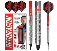 RED DRAGON Jonny Clayton Set di Freccette in tungsteno Professionale Softip Originale da 18 Grammi con Alette e steli