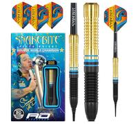 RED DRAGON Peter Wright Snakebite - Set di freccette in ottone a punta morbida da 18 g, peso totale 20 g, con alette e astine (steli)