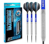 RED DRAGON Razor Edge - Set di freccette in acciaio da 22 g, serie originale, 85% tungsteno, con alette e steli, set professionale di freccette