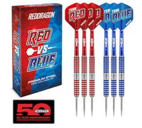 RED DRAGON Team Red v Team Blue - 20g Punta in Acciaio Set di Freccette, con voli e Alberi (steli)